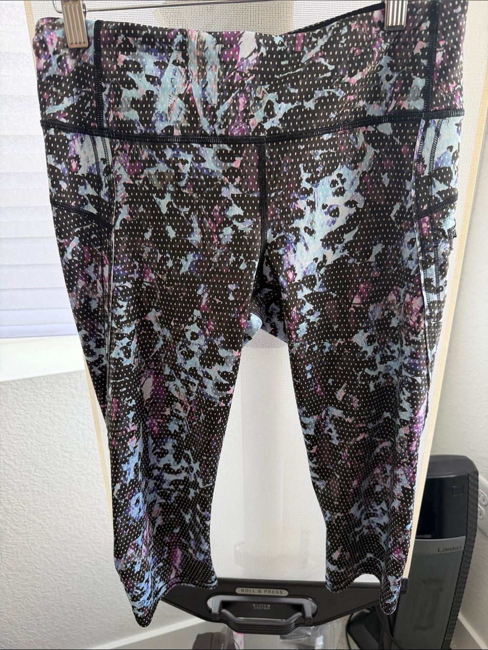 lululemon athletica Black with Purple & Light Blue Abstract Leggings